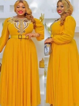 Elbise Africaine Şifon Elbiseler Kadınlar İçin 2022 Düğün Parti Kıyafeti Müslüman uzun Kollu Abaya Türk Dubai Kaftan Elbise Giyim 13