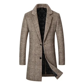 Moda erkek Slim Fit Kış Yün Ceket Uzun Trençkot İş Ceket Erkek Yüksek Kaliteli Yün Palto Erkek 15