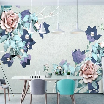 Özel 3D Kabartma Avrupa Duvar Takı Çiçekler Duvar Kağıdı Oturma Odası Duvar İçin Lüks Ev Dekor duvar kağıdı Kanepe TV Arka Plan 7