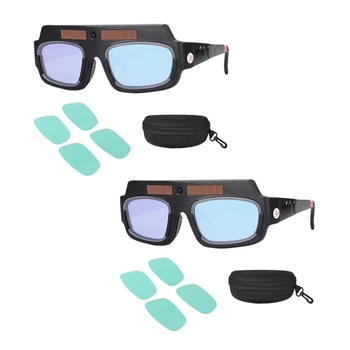 HLZS-3X Güneş Enerjili Otomatik Kararan Kaynak Maskesi Kask Gözlük Kaynakçı Gözlük Ark Anti-Şok Lens saklama kutusu