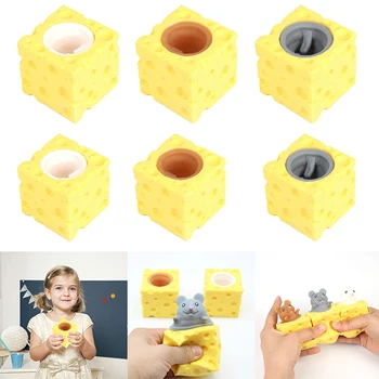 Komik Fare ve Peynir Blok Sıkmak Anti-stres Oyuncak TPR Yumuşak Saklambaç Rakamlar stres giderici stres oyuncakları Çocuklar için Yetişkin 5