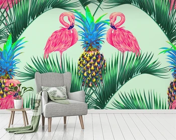 Beibehang Özel duvar kağıdı flamingo tropikal bitki yağmur ormanları TV arka plan duvar oturma odası yatak odası dekorasyon 3d duvar kağıdı 4