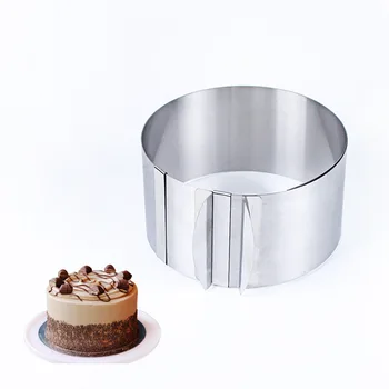 Yaratıcı Mutfak Paslanmaz çelik Kek kalıbı mus halka geri çekilebilir yuvarlak kek halkası 6-12 inç kek kalıbı Pişirme araçları AB373