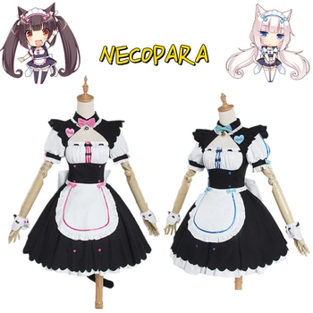 Oyun Anime NEKOPARA Cosplay Chocola Vanilya Hizmetçi Elbise Kostüm Kedi Neko Kız Cosplay Tam Set Kadın Rol Oynamak Parti Sahne 19