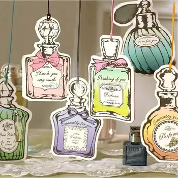 romantik pembe parfüm şişesi hediye etiketleri ile karbon dizeleri düğün iyilik ve hediyeler, koku kağıt hediye kartları 9
