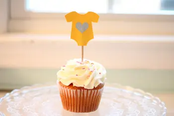Sarı Onesie Cupcake Toppers bebek duş parti ıyilik ücretsiz kargo 7