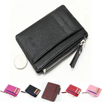 Kadın Erkek Deri Küçük Mini cüzdan kart tutucu Zip bozuk para cüzdanı Çanta moda 15
