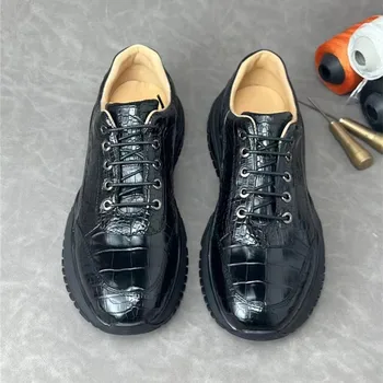 Otantik Egzotik Timsah Derisi Erkekler Rahat Siyah Açık Ayakkabı Hakiki Timsah Deri Erkek Dantel-up Yürüyüş Ayakkabısı Ayakkabı 16