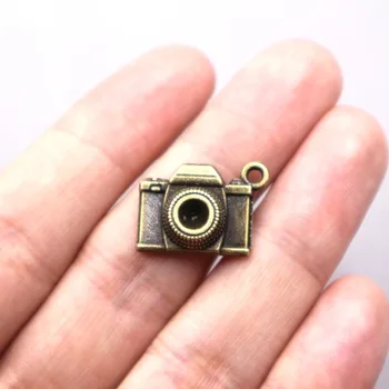 10 adet Kamera Charm Antik bronz Ton Fotoğrafçı Charm Çift Taraflı 21 * 16 * 2mm