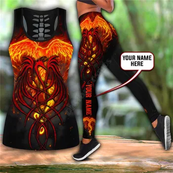 Özelleştirmek Adı Phoenix Combo Kıyafet Tayt ve Hollow out Tank Top Suit Yoga Spor Yumuşak Legging Yaz Kadın Kız İçin 02 18