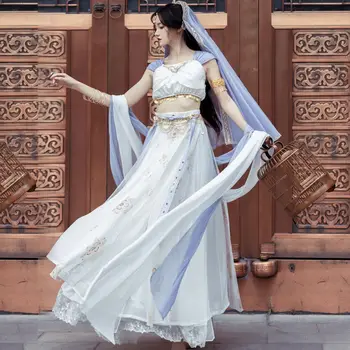 3 Renkler Orijinal Peri Dans Kostümleri Prenses Cosplay Dunhuang Feitian Hanfu Elbise Kadınlar Geliştirilmiş Modern Hanfu Vestido Chino