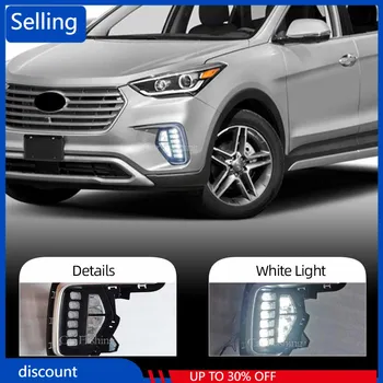 1 Çift Gündüz Farı ön tampon Sis Farları Lamba sürüş lambası LED DRL Sis lambası Hyundai Santa Fe 2017 İçin 2018 2019 1