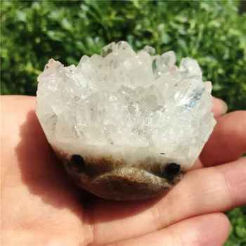 Doğal kristal sevimli kirpi taş küme kirpi reiki şifa taş el yapımı oyma dekorasyon kristal hayvan 1 adet 2
