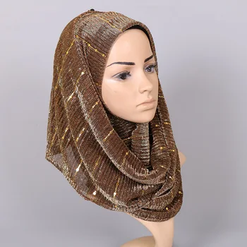 KL364 Sıcak Satış islami türban Bayanlar İçin Moda Sequins Eşarp İç Başörtüsü Kadın Jersey Şal Hoofddoek Moslima 180-65CM 12