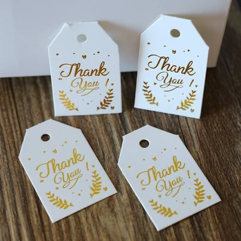100 adet / grup MİNİ etiketleri 2. 5x4 cm Altın “teşekkür ederim” kağıt Asmak etiketi Hediye Asmak etiketi DIY Dekoratif etiket 11