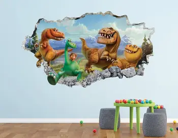 Iyi Dinozor Duvar Çıkartması Film Hayvan 3D Parçalanmış duvar sanatı yapışkanı Çocuk Dekor Vinil Ev Posteri Özel Hediye KD98 9