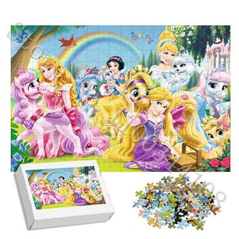 Disney Prenses Saray Evcil Yapboz Bulmacalar Kar Beyaz Külkedisi Rapunzel Aurora Karikatür Bulmacalar Ebeveyn-Çocuk İnteraktif Oyuncaklar 11