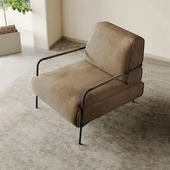 Lüks Tek Sandalye İtalyan Minimalist Sandalye Oturma Odası Buzlu Kadife Kumaş Tasarımcısı Şezlong Cadeira İskandinav Mobilya HY 19