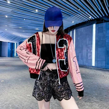 Pullu Streetwear Gece Kulübü Hip Hop Giyim Sonbahar Ve Kış Yeni Kore Uzun Kollu Moda fermuarlı ceket Mont Kadın 2