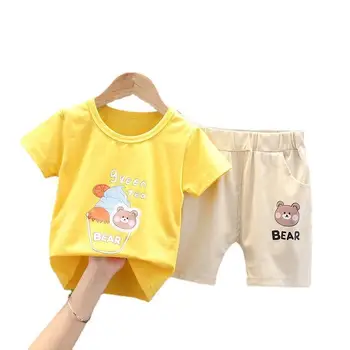 Yeni Yaz Bebek Erkek Giysileri Takım Elbise Çocuk Kız günlük t-shirt Şort 2 adet / takım Toddler Spor Kostüm Kıyafetler Çocuklar Eşofman