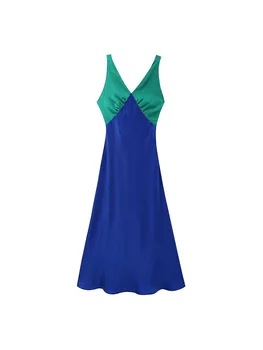 Yaz ve sonbahar kadın yeni mizaç moda sutyen süsler şık çarpışma ekleme seksi boyundan bağlamalı elbise 15