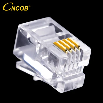 CNCOB RJ9 4P4C Telefon Hattı Kristal Kafa Konektörü Altın kaplama İç Tel OD maks.φ1. 0mm 100 adet 14