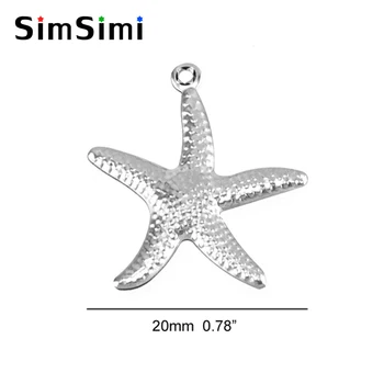 Simsimi denizyıldızı küçük charm paslanmaz çelik Takı bireysellik yapma bilezik kolye kolye aksesuar toptan 100 adet 19