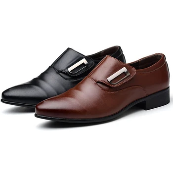 Klasik İş erkek Elbise Ayakkabı Moda Zarif Resmi Ayakkabı Erkekler Üzerinde Kayma Ofis temel ayakkabı Erkekler İçin Siyah