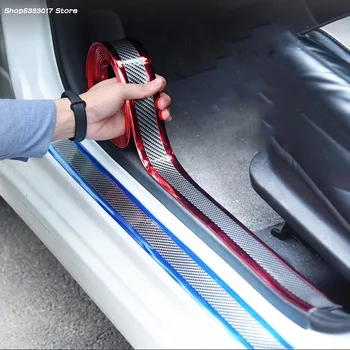 3D Araba Sticker Karbon Fiber Kauçuk Araba Kapı Koruyucu Kapı Eşiği Koruma Çıkartmaları Lada Vesta İçin 2019 2020 Araba Stylings 14