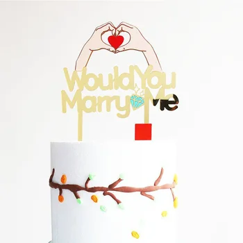 Akrilik Evlilik Teklifi Kek Toppers Aşk Elmas Düğün Pastası Toppers Teklif Parti Düğün CupCake Süslemeleri Malzemeleri 15