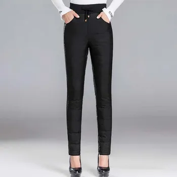 2022 Kış Kadın Aşağı Pantolon Uzun Pantolon Moda Elastik Bel Kalın Sıcak Beyaz Ördek Aşağı Pantolon Rahat Kadın kış pantolonları 10