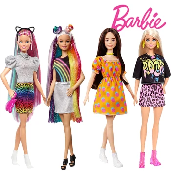 Orijinal Barbie Çocuk Kız Oyuncak Bebek Sihirli Renk Luipaard Gökkuşağı Pop Aksesuarları Renk Değişimi Onu Chriatma Zehir 2