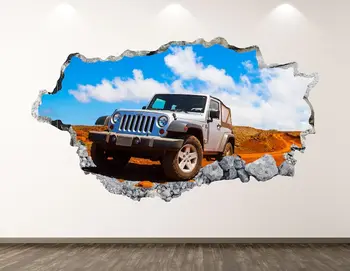 Jeep Duvar Çıkartması Araba Çöl 3D Parçalanmış duvar sanatı yapışkanı Çocuk Odası Dekor Vinil Ev Posteri Özel Hediye KD290 5