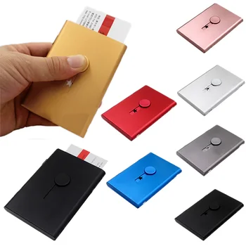 Yaratıcı kartvizit kutusu Alüminyum Alaşımlı kart tutucu Metal Kutu El İtme Kredi Erkekler İş kart tutucu Kart Metal cüzdan 16