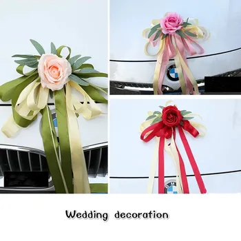 Yapay renk düğün araba dekorasyon yapay kapı çiçek dikiz aynası dekorasyon yapay araba düğün araba dekorasyon 7