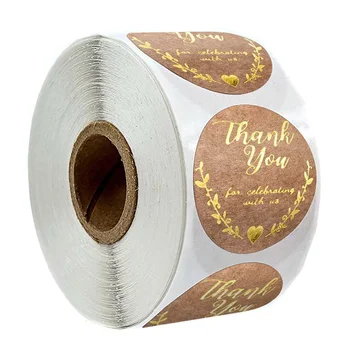 50-500 adet Bronzlaşmaya Teşekkür Ederim Pişirme Sticker 1 İnç Teşekkür Ederim Etiket Parlak Altın Kağıt Kraft Kağıt Kişiselleştirilmiş kendin yap çıkartmalar