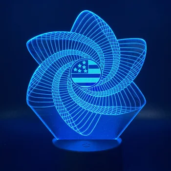 3D Gece Lambası 7 Renk Değiştirme Amerikan Bayrağı Fırtına Şekli Led Ev Oturma Odası Dekorasyon Süs Masa Lambası Tatil Hediye 4