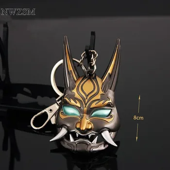 Oyun Genshin Darbe xiao Süsler xiao maskesi metal Yasha alaşım modeli dekorasyon anahtarlık kolye 8cm