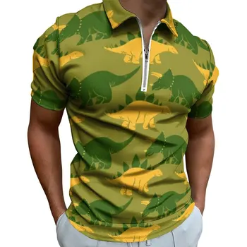 Mozaik Dinozor Rahat T-Shirt Sevimli Hayvan Baskı POLO GÖMLEK Fermuar Serin Gömlek Erkekler Desen Elbise Artı Boyutu 6XL 19