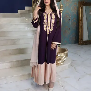 Zarif Dubai Lüks Parti Maxi Elbiseler Kadınlar İçin Uzun Kollu Fas Kaftan İşlemeli gece elbisesi Müslüman Kıyafetleri 14