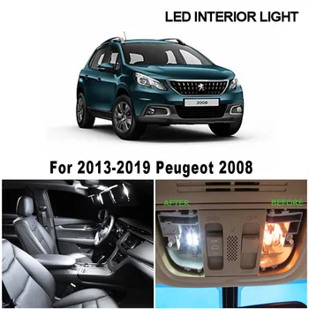 14 Ampuller Beyaz Canbus LED iç Dome harita okuma tavan kabin ışık 2013-2019 Peugeot 2008 İçin Gövde Plaka Lambası 8