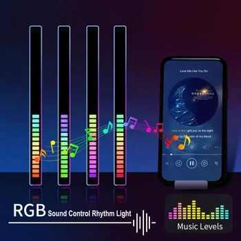 Bluetooth USB şarj 32-40 LED gece lambası müzik ses App kontrol seviyesi ışık ortam atmosfer ses ritim ışık ev araba 4