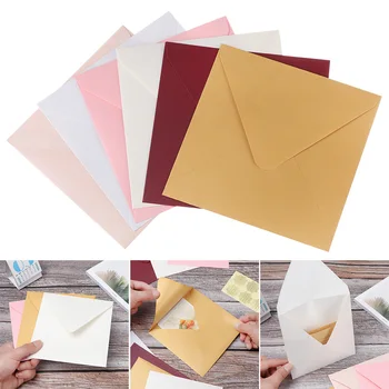 Yaratıcı Renkli Mesaj Kartı Sedefli İnci Kağıtları Tebrik Kartı Kaplı Zarf Çanta Kare Kağıt Zarflar