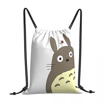 Anime Totoro Baskı İpli Çanta Erkek Kadın Depolama Sırt Çantası Genç Seyahat Çantası Çok fonksiyonlu Cep 16
