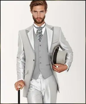 Sabah Tarzı italyan Özel Yapılan Bey Uygun 3Piece Erkek Düğün Balo Uygun Damat Tuxedos blazer masculino(Ceket+Pantolon+Yelek)