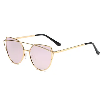 Retro kadın erkek gözlük renkli Film Metal kedi göz güneş gözlüğü poligon güneş gözlüğü 10