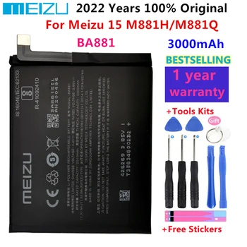 Meizu 100 % Orijinal BA881 3000mAh Yeni Pil Meizu 15 İçin M881H / M881Q Telefonu Yüksek Kaliteli Pil Piller Bateria + Hediye Araçları 7