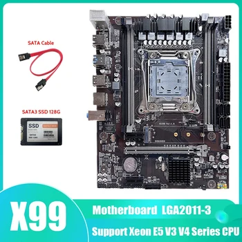 HOT-X99 Anakart LGA2011-3 bilgisayar anakartı Desteği Xeon E5 V3 V4 Serisi CPU İle SATA3 SSD 128G + SATA Kablosu 14