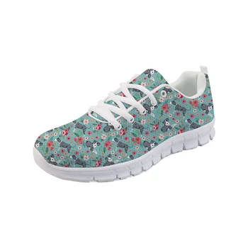 Catahoula Köpek Çiçek Desen Kadın Flats koşu ayakkabıları Lace Up Uyanma Spor Ayakkabı Nefes Karikatür Hemşirelik Ayakkabı Calzado deportivo 12