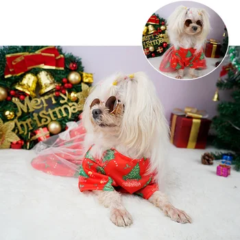 Noel Tarzı Pet Etek tam örgü Köpek Elbise Sevimli Prenses Tarzı Kedi Köpek Giyim Köpek Aksesuarları Küçük Orta Köpekler İçin
